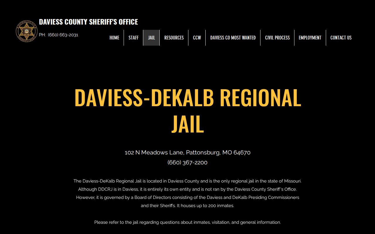 Daviess/DeKalb Regional Jail release records contact and independent status
