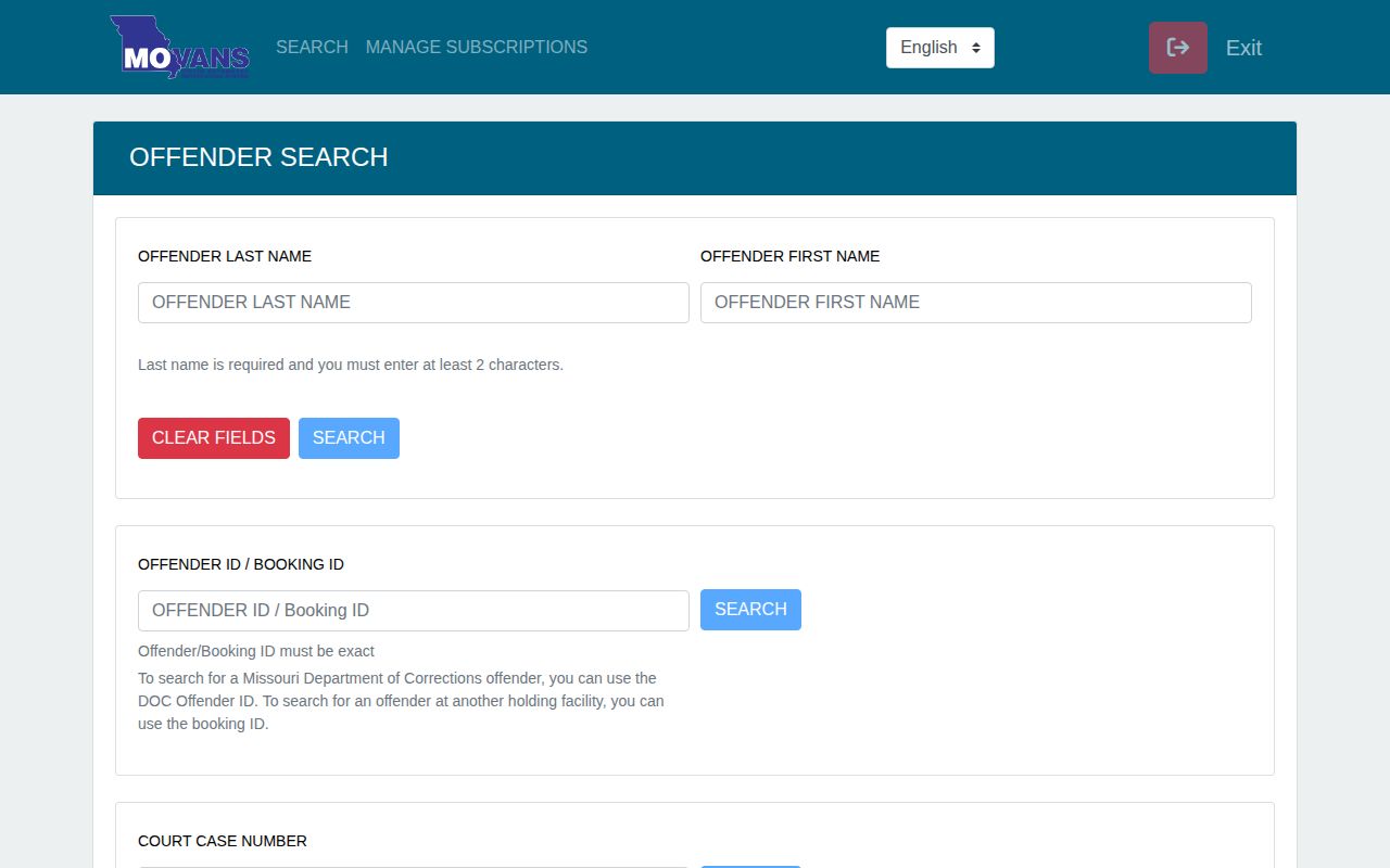 Daviess County MOVANS specific inmate release search